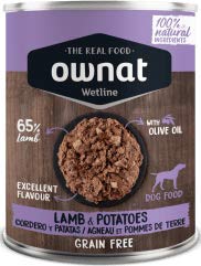 Ownat Nourriture humide sans céréales pour chien 65 % agneau et pommes de terre 400 g