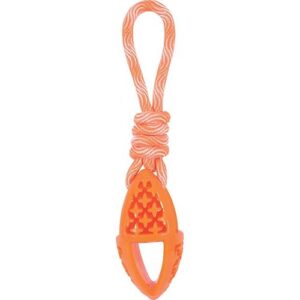 Zolux - Jouet pour Chien Oval en TPR et Corde de Couleur Orange, Samba