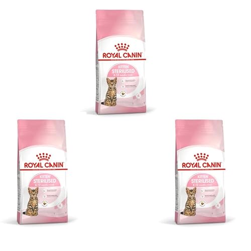 Royal Canin Kitten Sterilised | Pack de 3 | 3 x 400 g | Aliment Complet pour Chats | Spécialement conçu pour Les Chats castrés en Pleine Croissance, de 6 à 12 Mois
