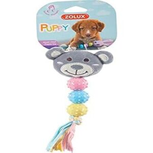 Zolux Hochet en Peluche et TPR pour Chiot - Ours Gris
