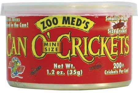 Zoo Med Can O' Crickets Mini Size Food for Reptile Fish Birds 1.2 Ounce - 4 Pack
