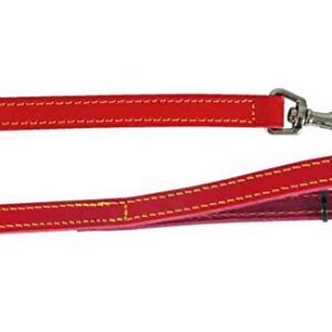 Zolux - Laisse Courte Rouge en Cuir piqué Simple Long. 60 cm X larg 2 cm