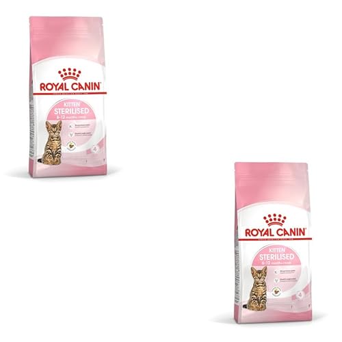 Royal Canin Kitten Sterilised | Pack Double | 2 x 400 g | Aliment Complet pour Chats | Spécialement conçu pour Les Chats castrés en Pleine Croissance, de 6 à 12 Mois