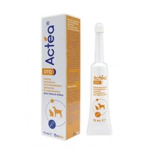 Anidev Actéa OTO - Emulsion auriculaire apaisante Chien et Chat - Nettoyage des Oreilles - Aide à éliminer Le Cerumen - Soutient l'équilibre de la Flore auriculaire 15 ML