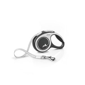 Flexi, Laisse Modèle New Comfort, Version Sangle, Sangle particulièrement résistante, Système de Guidage perfectionné, Poignée réglable pour Les Tailles M et L, Made in Germany, Noir, XS - 3m