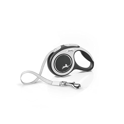 Flexi, Laisse Modèle New Comfort, Version Sangle, Sangle particulièrement résistante, Système de Guidage perfectionné, Poignée réglable pour Les Tailles M et L, Made in Germany, Noir, XS - 3m