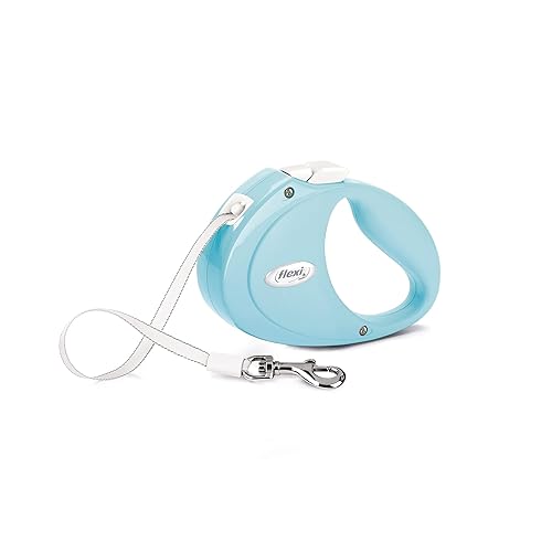 Flexi, Laisse Modèle Puppy spécial très Petit Chien, Sangle particulièrement résistante, Système de Guidage perfectionné, Made in Germany, Bleu Clair, 2m