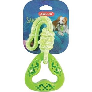 Zolux - Jouet pour Chien Triangle en TPR et Corde de Couleur Vert, Samba.