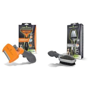 FURMINATOR PREMIUM Outil de Toilettage Pour Chiens de Taille Moyenne à Poils Longs & Double brosse - A double face – Face Peigne : Démêle les poils – Face Brosse : lisse et lustre le pelage