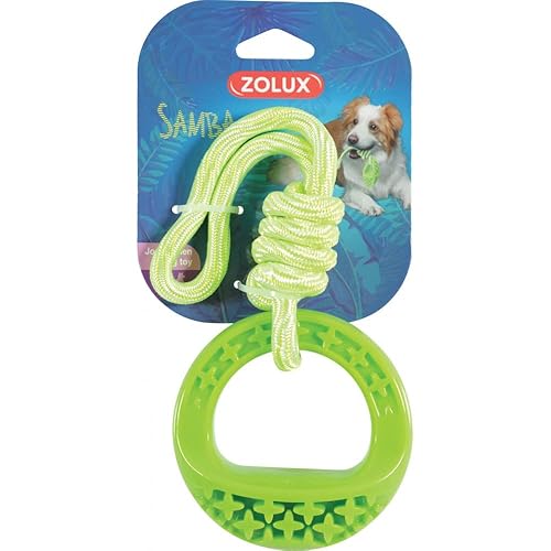 Zolux - Jouet pour Chien Rond en TPR et Corde de Couleur Vert, Samba