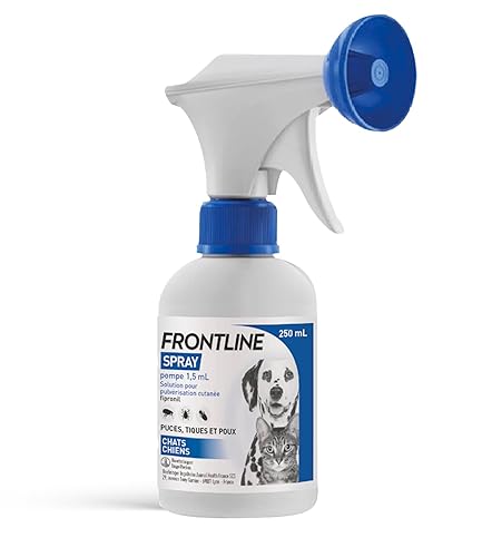 FRONTLINE Spray pompe 1,5ml - Antiparasitaire Chien & Chat - Anti-puces, Anti-Tiques - Traitement d'Urgence en cas d'Infestation Massive par les puces et tiques - Pour Chiens & Chats de +5Kg - 250 ml