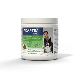 ADAPTIL Chew - Bouchées Anti-Stress pour Chiens – Action Rapide dès 30 Minutes - Ingrédients naturels – 30 bouchées délicieuses – sans Somnolence