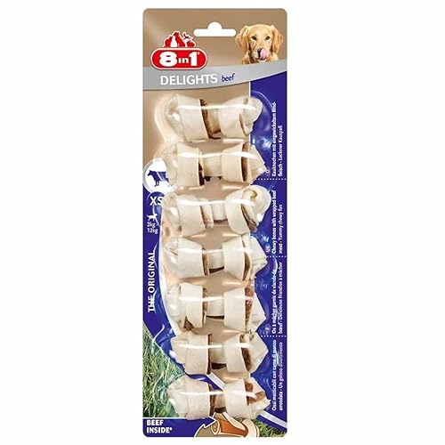Délices chien OS collations traite boeuf, 6 Packs avec chaque 7 OS XS