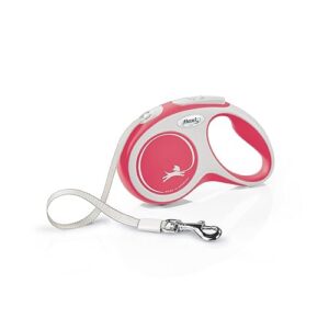 Flexi, Laisse Modèle New Comfort, Version Sangle, Sangle particulièrement résistante, Système de Guidage perfectionné, Poignée réglable pour Les Tailles M et L, Made in Germany, Rouge, S - 5m