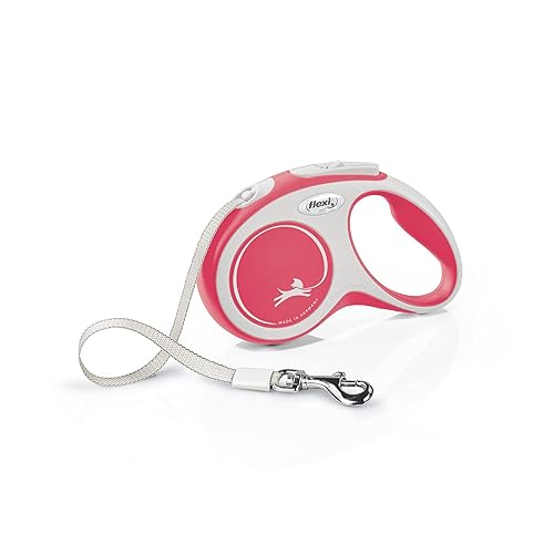 Flexi, Laisse Modèle New Comfort, Version Sangle, Sangle particulièrement résistante, Système de Guidage perfectionné, Poignée réglable pour Les Tailles M et L, Made in Germany, Rouge, S - 5m