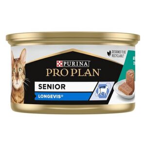 PURINA PRO PLAN | LONGEVIS | Sterilised 7+ | Alimentation complète pour Chat Senior de 7 ans et plus | Pour une vie plus longue en bonne santé | Au Thon | Mousse | Boîtes | Lot de 24 x 85g