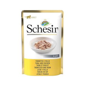 Aliments humides pour Chats AGRAS DELIC Schesir Chat sasz.85g Poulet de Thon en gelée