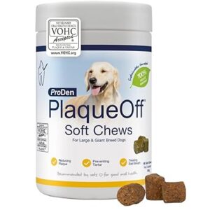 ProDen PlaqueOff 60 gâteaux Mous à mâcher pour Grands Chiens, élimine naturellement Le tartre, Combat la Mauvaise haleine, réduit la Plaque Dentaire et améliore l'hygiène bucco-Dentaire générale