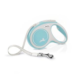 Flexi, Laisse Modèle New Comfort, Version Sangle, Sangle particulièrement résistante, Système de Guidage perfectionné, Poignée réglable pour Les Tailles M et L, Made in Germany, Bleu Clair, M - 5m