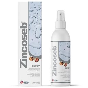 Zincoseb Spray pour Chien et Chat | Lotion Régulatrice de Sébum et Apaisante | Soin sans Rinçage | 200 ML | ICF