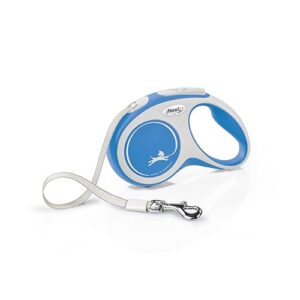 Flexi, Laisse Modèle New Comfort, Version Sangle, Sangle particulièrement résistante, Système de Guidage perfectionné, Poignée réglable pour Les Tailles M et L, Made in Germany, Bleu, S - 5m