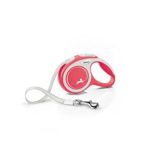 Flexi, Laisse Modèle New Comfort, Version Sangle, Sangle particulièrement résistante, Système de Guidage perfectionné, Poignée réglable pour Les Tailles M et L, Made in Germany, Rouge, XS - 3m