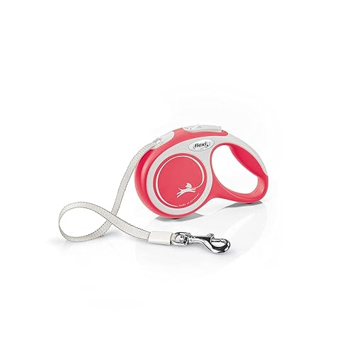 Flexi, Laisse Modèle New Comfort, Version Sangle, Sangle particulièrement résistante, Système de Guidage perfectionné, Poignée réglable pour Les Tailles M et L, Made in Germany, Rouge, XS - 3m