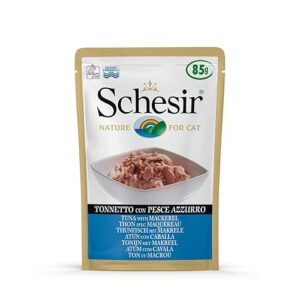Schesir Cat Jelly Thon au maquereau Nourriture Humide pour Chat en gelée 20 sachets x 85 g