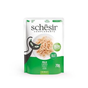 Schesir, Filets de Poulet en gelée, Nourriture Humide complémentaire pour Chats, Recette Originale, 100% Naturelle, 12 enveloppes de 70 g
