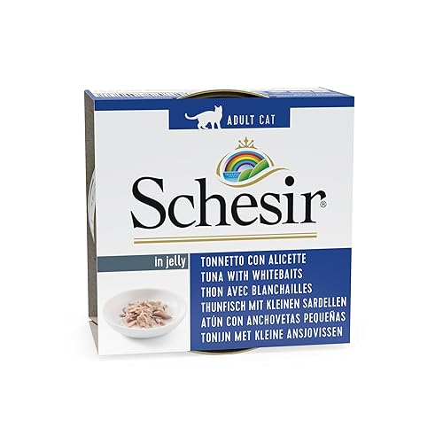 Schesir - Thon avec Blanchailles en Gélatine, 85 GR, 1 Boîte de Nourriture pour Chats