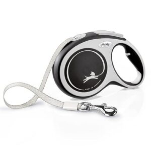 Flexi, Laisse Modèle New Comfort, Version Sangle, Sangle particulièrement résistante, Système de Guidage perfectionné, Poignée réglable pour Les Tailles M et L, Made in Germany, Noir, L - 8m