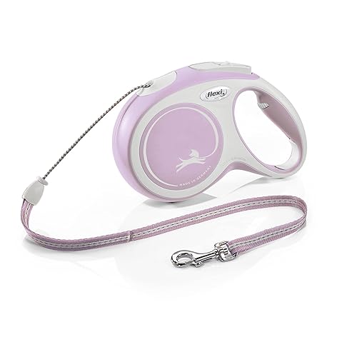 Flexi, Laisse Modèle New Comfort, Version Cordon, Sangle particulièrement résistante, Système de Guidage perfectionné, Poignée réglable pour Les Tailles M et L, Made in Germany, Rose, M - 8m