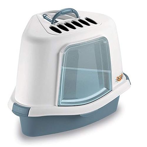 Stefanplast ZOLUX Maison de Toilette d'angle avec Pelle 54 x 40 x 40 cm - Bleu Acier - pour Chat