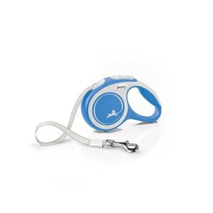 Flexi, Laisse Modèle New Comfort, Version Sangle, Sangle particulièrement résistante, Système de Guidage perfectionné, Poignée réglable pour Les Tailles M et L, Made in Germany, Bleu, XS - 3m
