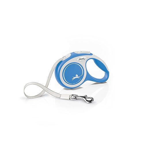 Flexi, Laisse Modèle New Comfort, Version Sangle, Sangle particulièrement résistante, Système de Guidage perfectionné, Poignée réglable pour Les Tailles M et L, Made in Germany, Bleu, XS - 3m