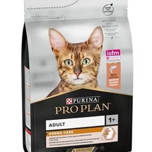 PURINA PRO PLAN | Derma Care | Chat Adulte à poils longs | Croquettes formulées pour maintenir une peau saine, un poil brillant, limiter la perte excessive de poils | Au Saumon | Sac | Lot de 4 x 3 Kg