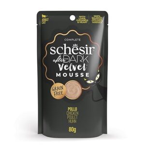 Schesir After Dark, Goût de Poulet en Mousse, Nourriture Humide complète pour Chats Adultes (enveloppes 12 x 80 g)