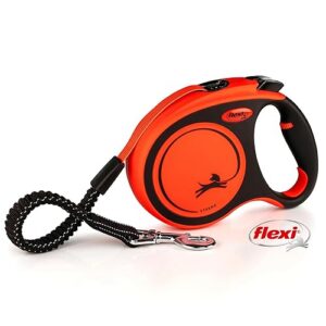 Flexi, Laisse Modèle Xtreme, Sangle particulièrement résistante, Système de Guidage perfectionné, Made in Germany, Orange, L 60kg Max- 5m