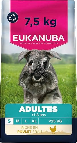 EUKANUBA Life Care Croquettes Chien Adulte Petite Race 1-8 Ans, Riche en Poulet Frais, Maintient Poids Optimal L-Carnitine, Oméga 3&6, prébiotiques, sans colorants, arômes artificiels ni OGM – 7,5 kg