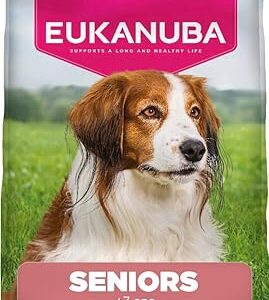 EUKANUBA Life Care Croquettes Chien Senior Petite Moyenne Races, Riche en Agneau & Riz, Glucosamine, Oméga 3&6, FOS, sans colorants, arômes artificiels ni OGM – 12 kg