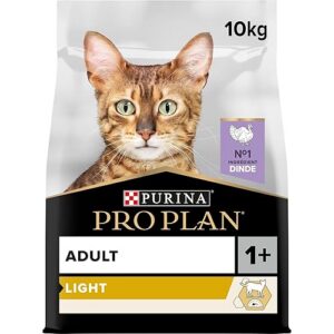 PURINA PRO PLAN | Light | Chat Adulte en surpoids et/ou ayant tendance à l'embonpoint | Croquettes faibles en matières grasses pour aider à la perte de poids | A la Dinde | Sac | 10 Kg