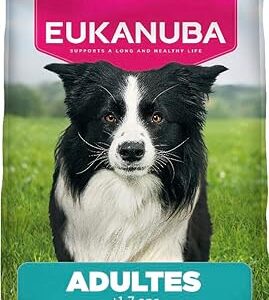 EUKANUBA Life Care Croquettes Chien Adulte Moyenne Race 1 à 7 Ans, Riche en Poulet Frais, Maintient d’Un Poids Optimal, L-Carnitine, Oméga 3&6, FOS, sans colorants, arômes artificiels ni OGM – 15 kg