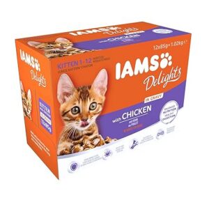 IAMS Delight Chaton Nourriture Humide en gélée saveur Poulet 12x85g
