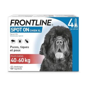 FRONTLINE Spot-on Chien - Anti-puces et anti-tiques pour chien - 40-60kg - 4 pipettes