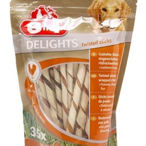 8 en 1 Lot de 5 bâtons torsadés pour chien 190 g