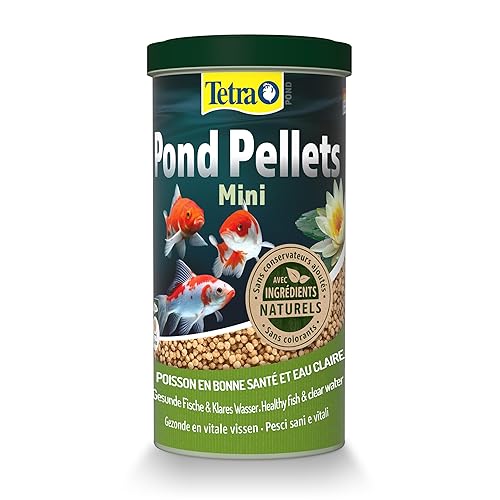 Tetra Pond Pellets Mini – Alimentation Quotidienne idéale pour tous les Petits Poissons de Bassin jusqu’à 15 cm – Mini Granules Enrichis en Oligo-éléments, Vitamines essentiels, Caroténoïdes – 1 L