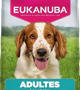 EUKANUBA Life Care Croquettes Chien Adulte Petite et Moyenne Races 1 Ans +, Riche en Saumon & Orge, L-Carnitine, Oméga 3&6, prébiotiques, sans colorants, arômes artificiels ni OGM – 12kg