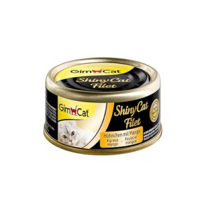 GimCat ShinyCat Filet Poulet à la mangue - Aliment pour chats à base de filet juteux sans sucre ajouté pour chats adultes - 24 boîtes (24 à 70 g)