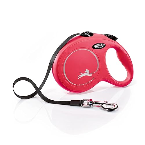 Final Touch New Classic Laisse Rétractable, Large, Sangle, 5m, Rouge