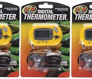 Zoo Med Digital Reptile Terrarium Thermometer with Temperature Probel - 3 Pack